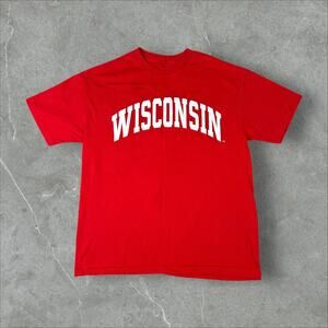 Vintage 90's University Of Wisconsin Badgers Size Medium Red Mens T-Shirt